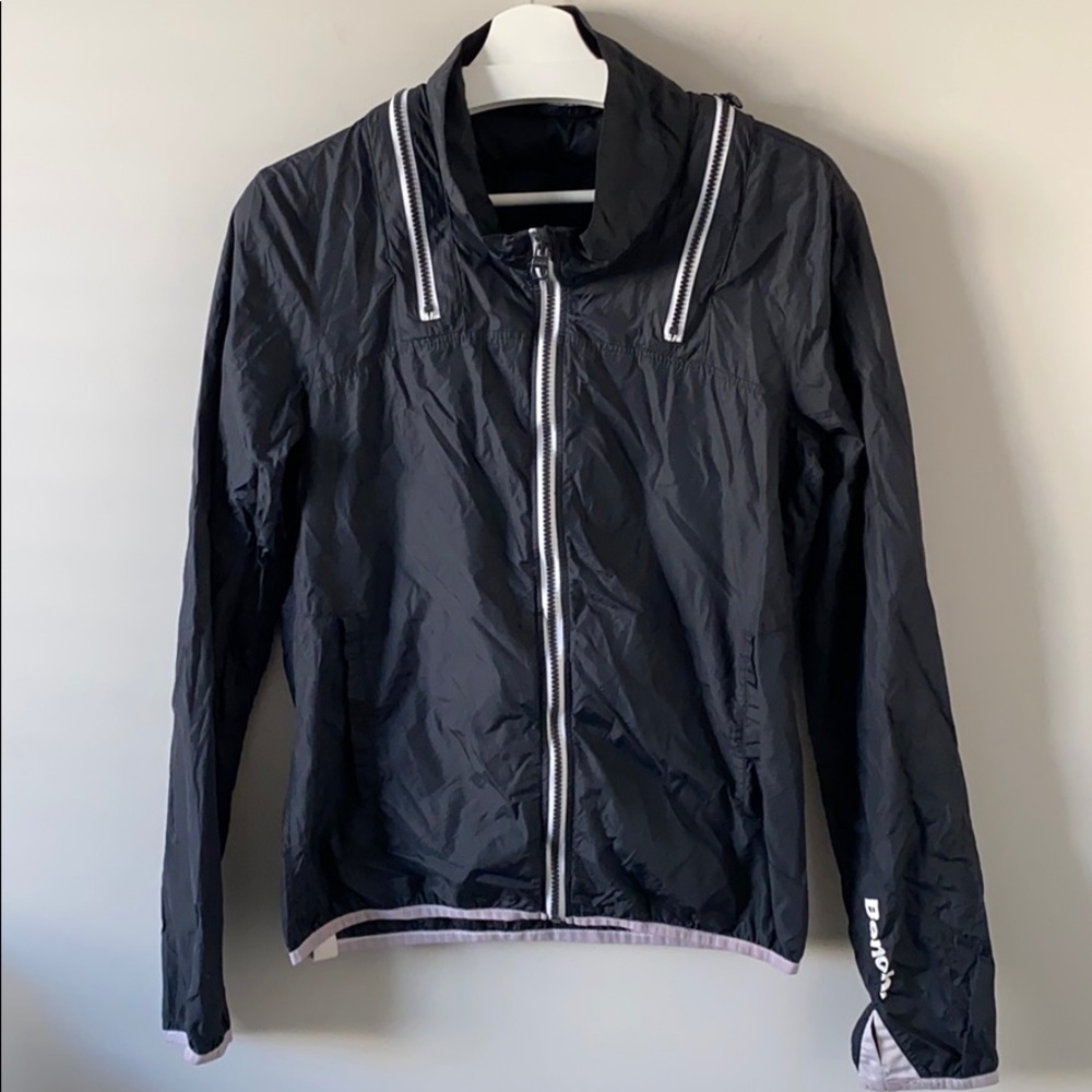 Bench Black Windbreaker Jacket with Packable Hood